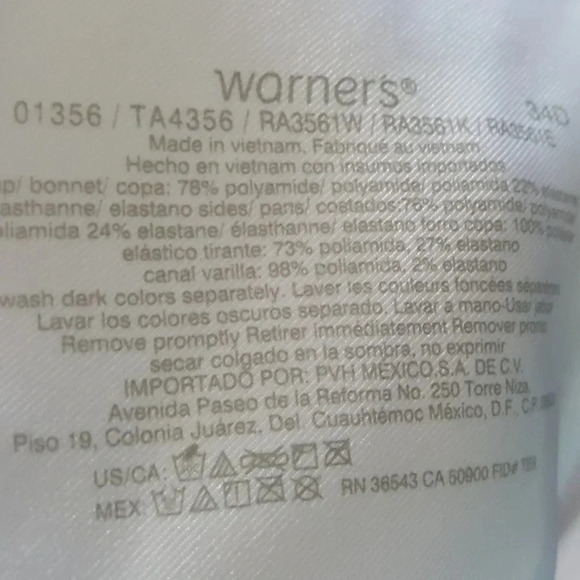 34D Warners No Side‎ Effects UW Contour Bra White - Picture 4 of 5